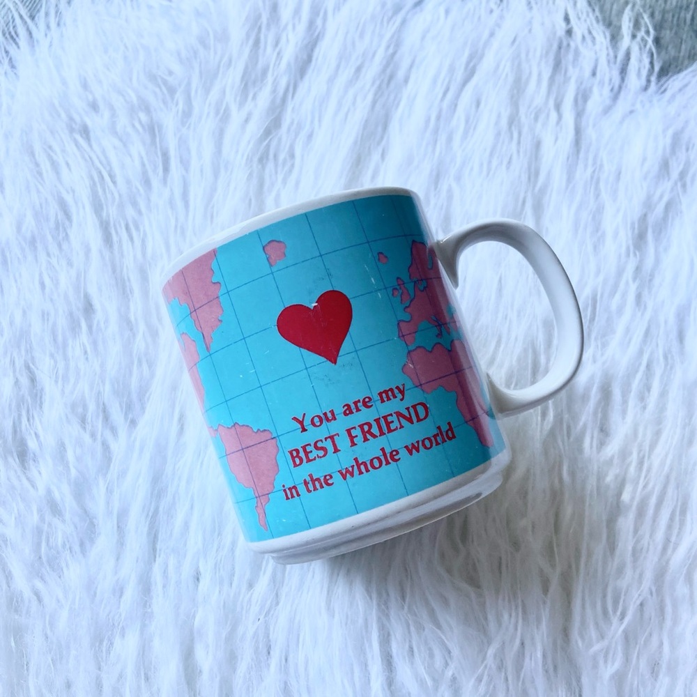Vintage coffee mug Russ brand map best friend